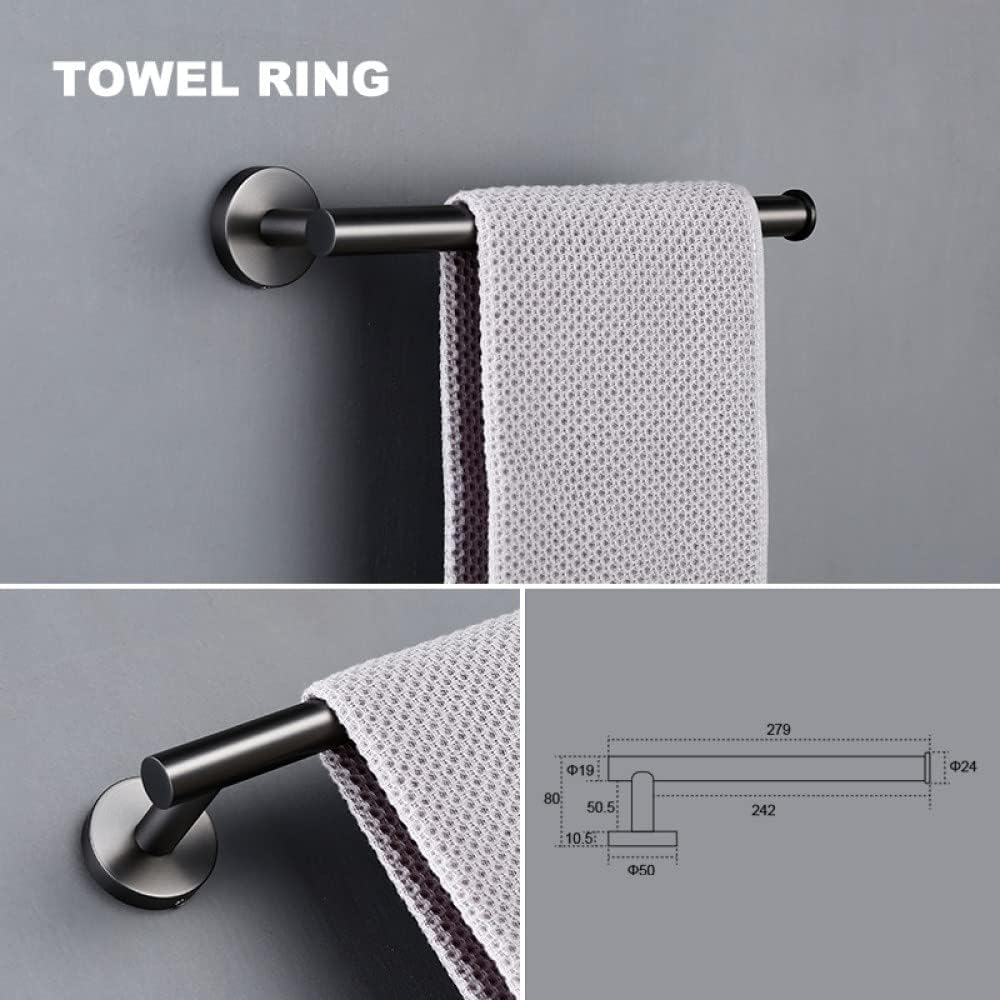 Bathroom Accessories Sets Matte Black Gunmetal Chrome Brushed Gold Robe Hook Towel Bar Paper Holder Stainless Steel,4,Piece Set Gun Gray