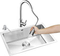 Stainless Steel Sink with Pullout Faucet Kitchen Sink Single Bowl Sink Undermount Sinks Apartment Sink Complete Accessories (55 * 40Cm