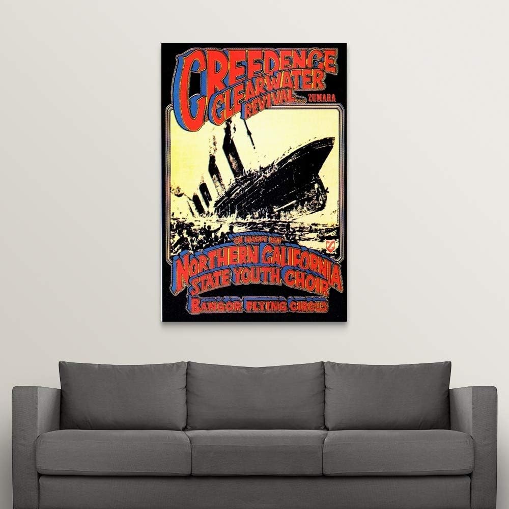 GREATBIGCANVAS Creedence Clearwater Revival Poster Canvas Wall Art Print, Classic Rock Home Decor Artwork, 40'x60'