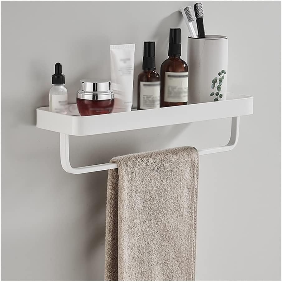 Floating Shelves Shower Caddy Bathroom Shelf Bathroom Shelf Bath Shower Shelf with Bar Aluminum White Glass Shelf Bathroom Corner Shelf Wall Mounted Kitchen STO