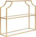 Kate and Laurel Ciel Modern Glam Wide Two-Tier Wall Shelf, 24 x 20, Gold, Tiered Bathroom Shelves for Over the Toilet Storage or Bedroom Makeup Organizer