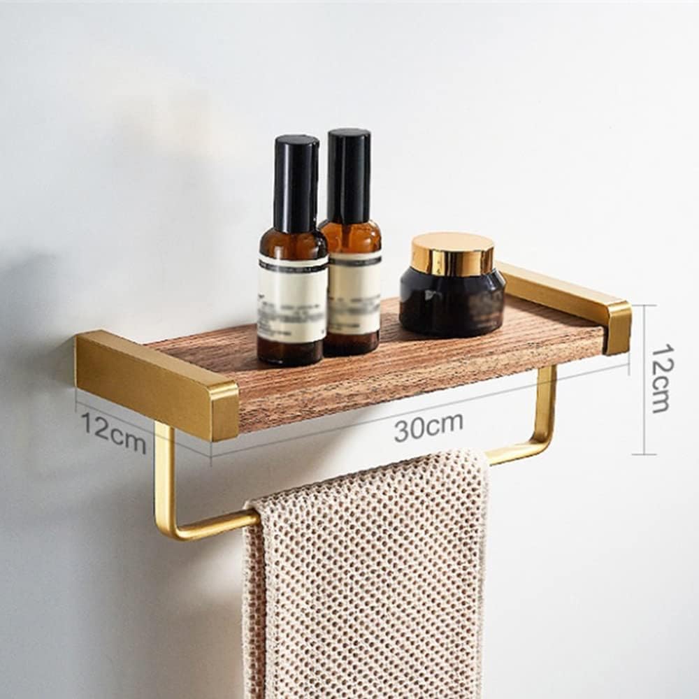 Multifunctional Shower Caddy Wood Bathroom Shelf Floating Shelves with Towel Hanger Wall Mounted Corner Shelf Cosmetics Storage Rack Kitchen Spice Rack Sturdy Durable/Shelf 40Cm (30cm With Bar )