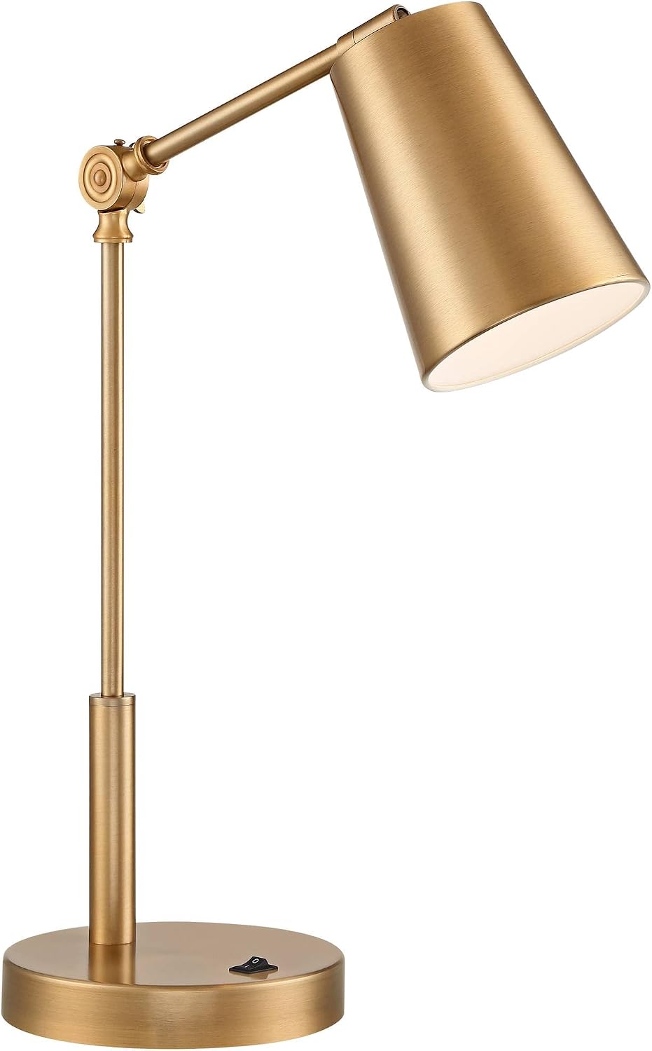 360 Lighting Sully Mid Century Modern Industrial Desk Table Lamp with USB and AC Power Outlet 23.5' High Antique Brass for Living Room Bedroom House Bedside Nightstand Home Office Reading