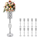 10PCS Wedding Flower Centerpieces for Tables, 61cm/24 Tall Crystal Wedding Decor Flower Stand Floral Display Rack Vases for Tables Wedding Dinner Party, Ceremony Birthday Event Decor (Silver)