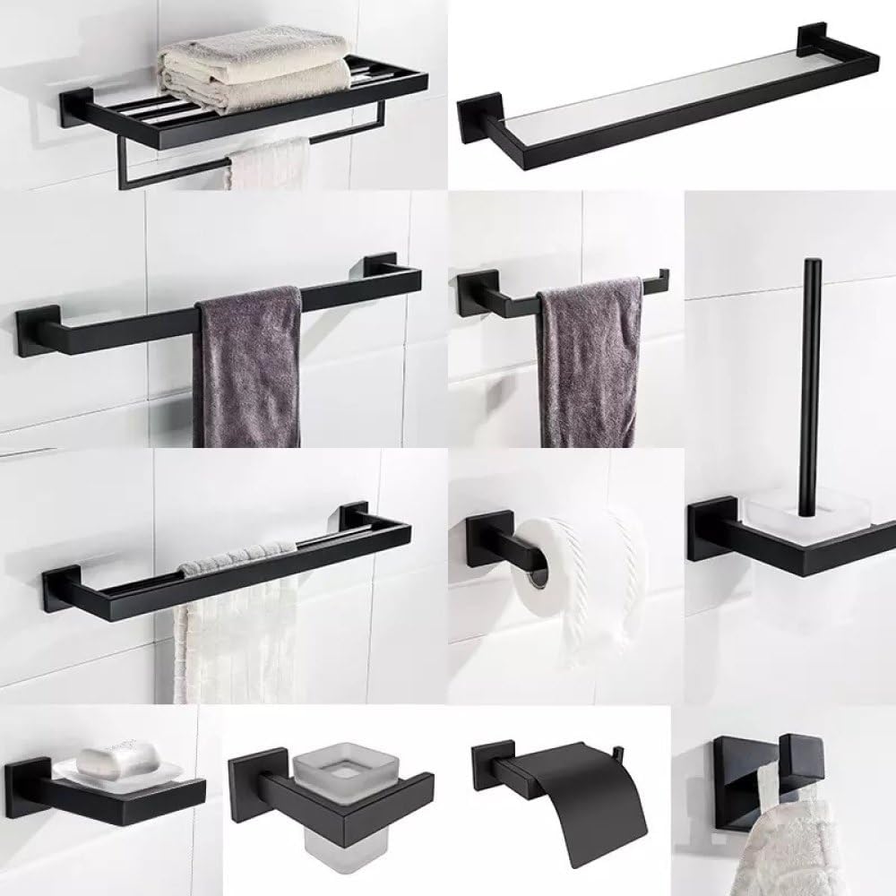 Black Bathroom Hardware 304 Stainless Steel Towel Rack Toilet Paper Holder Liquid Soap Holder Towel Bar Toilet Accessories,MB 3 Piece Set