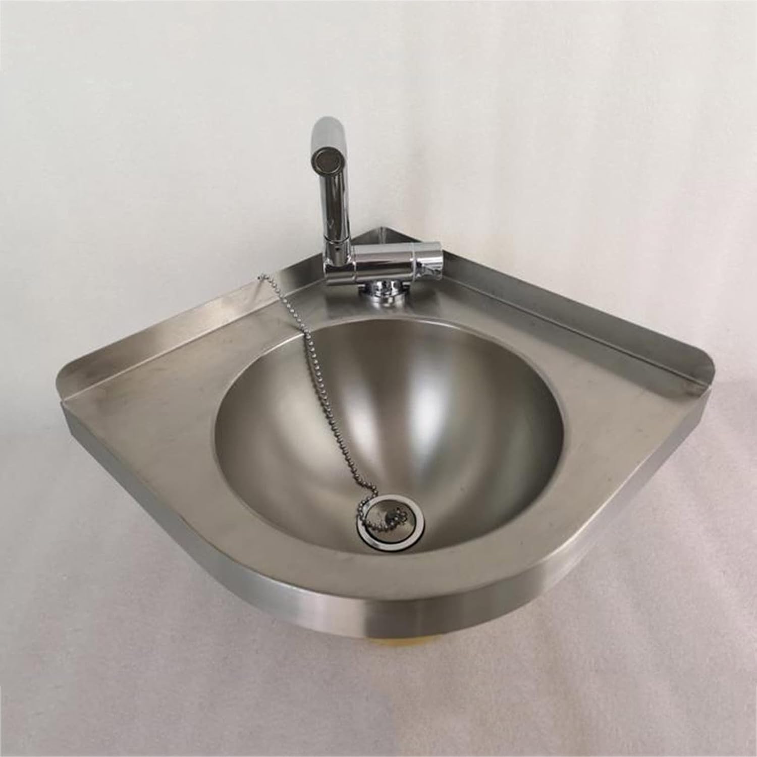Stainless Steel Single Bowl Sink Wall-Mounted Corner Wash Basin Kitchen Sink for Kitchen Bathroom Lavatory (Color : Silver, Size : 30.5x30.5x13cm) (Silver 30.5x30.5x13cm)