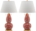 SAFAVIEH Lighting Collection Modern Swirls Orange/ White 29-inch Bedroom Living Room Home Office Desk Nightstand Table Lamp Set of 2 (LED Bulbs Included)
