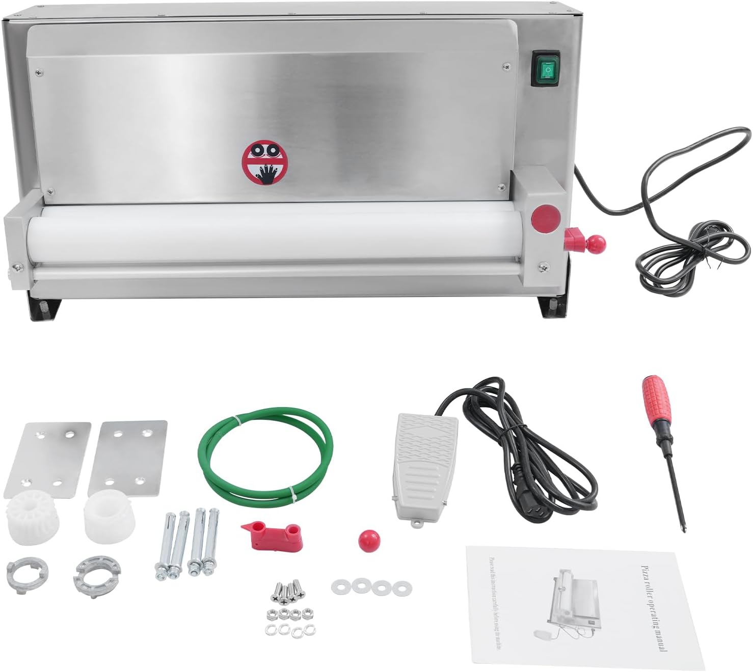 Pizza Press Dough Roller Sheeter,4-12' Commercial Electric Automatic Pizza Making Rolling Machine,Adjustable Thickness Heavy Duty Pasta Maker for Various Types of Dough (3-18 in)