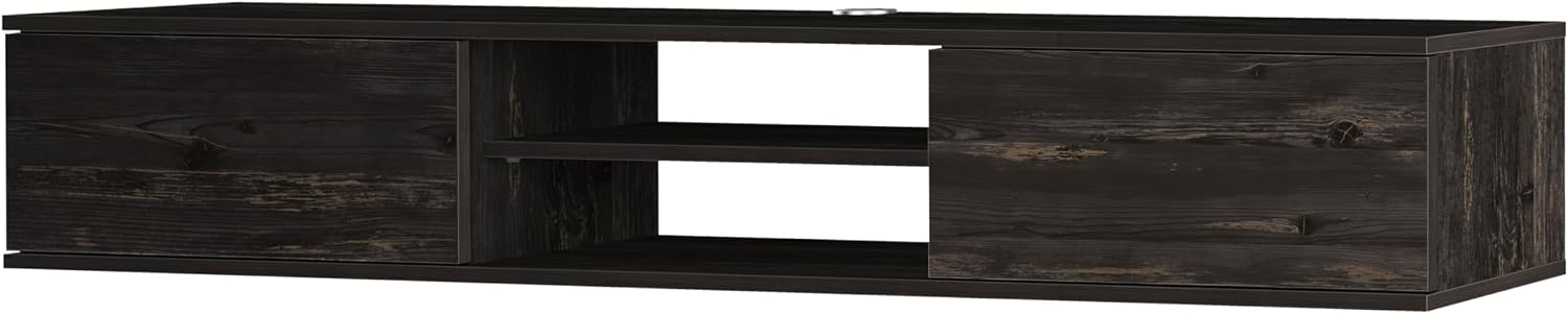 Black Floating TV Stand Under TV Shelf, Wall Mounted Shelf, Modern Floating Entertainment Center, 71' Large Storage Media Console Wall Unit for Living Room,Bedroom (Black Oak)