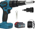 26V Brushless Cordless Rivet Gun, Electric Blind Riveter Tool Kit - Portable Battery Pop Rivet Gun with Ergonomic Handle, LED Light, Compatible for Various Industries Dual-useversion