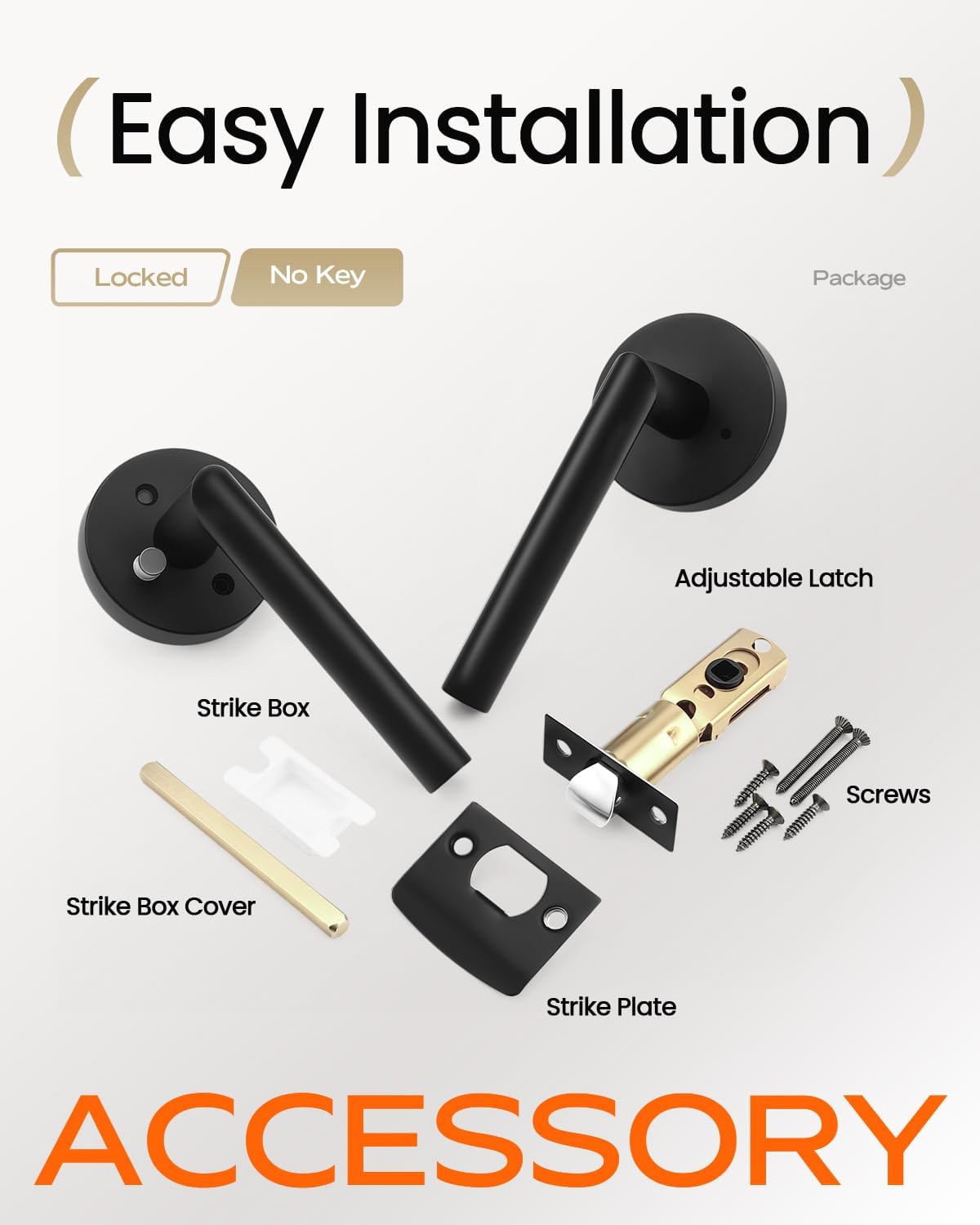 Leydebong 6 Pack Matte Black Door Handles Interior Passage Door Knob Lever, Interior Door Handles Matte Black for Closet, Nonlockable Hallway Closet Door Handle