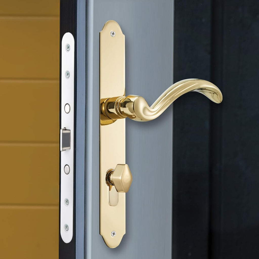 MaxxGeek Storm Door Handle Accessory Set fit Pella Storm Door Handle Replacement Part, with Key and Lock Cylinder (Polished Gold)
