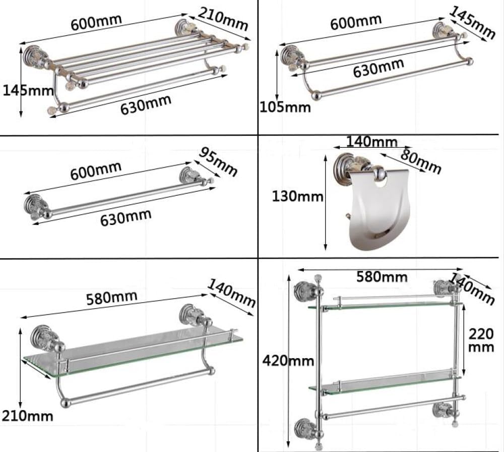 Clear Crystal Bathroom Hardware Set Chrome Bathroom Decoration for Towel Hanger Organize Wall Mount Bathroom Accessories Set,Swivel Towel bar,1
