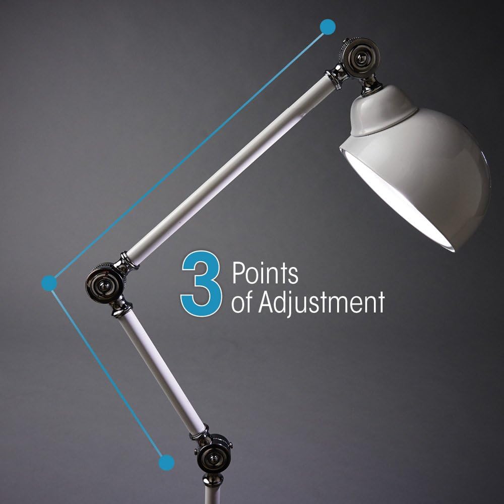 OttLite Revive LED Desk Lamp, White – 3 Brightness Settings, Touch Activated Controls, Three Adjustable Knobs, USB Charging Port, ClearSun LED Technology