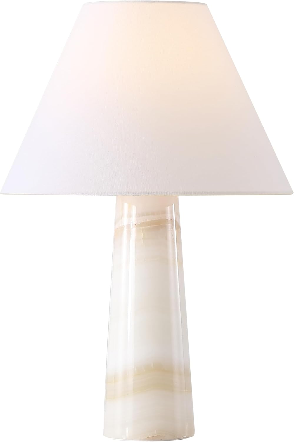 SAFAVIEH Couture Lighting Collection Jennarose Off-White/White Jade Stone 20-inch Dimmable Table Lamp for Bedroom Living Room Home Office Desk Nightstand (LED Bulb Included)