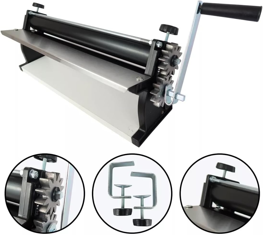 DKN Extra Large NON-STICK Pizza Dough Roller Machine with Hand Crank - Pasta Maker, fondant roller, Dough Sheeter Features Thickness Control and a large feeder - Solid Steel and Aluminum Construction