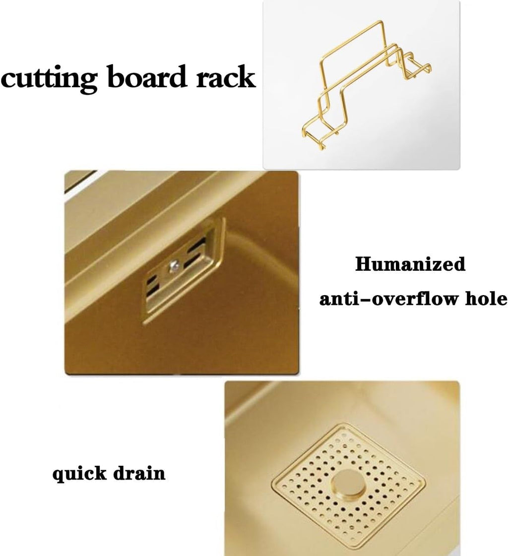 Kitchen Sinks, Single Bowl Beautiful and Stainless Steel Sink Bar Counter Single Bowl Sink Bare Sink (68 * 46 * 22Cm