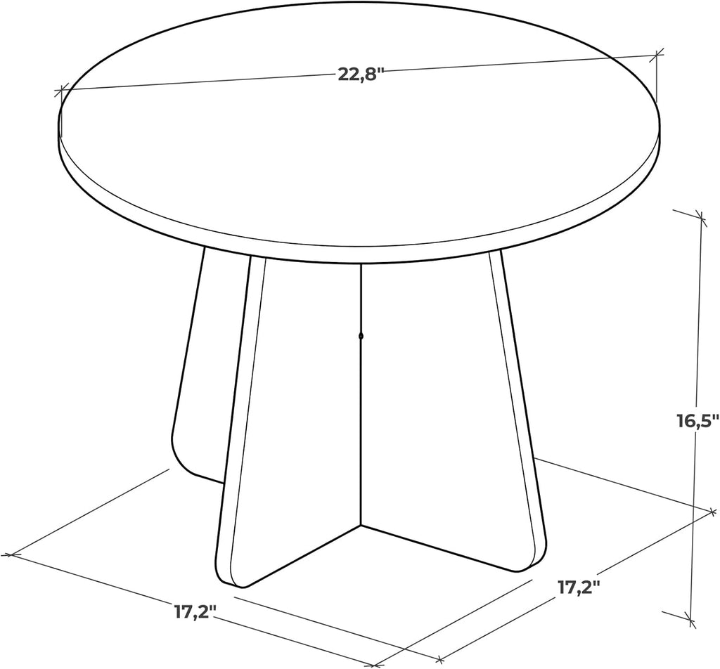 Travertine Efect 22.8 Inches Diameter Coffee Table Modern Side Table for Living Room Accent Table for Sofa or Bedroom (22.8x22.8x16.5 inches)