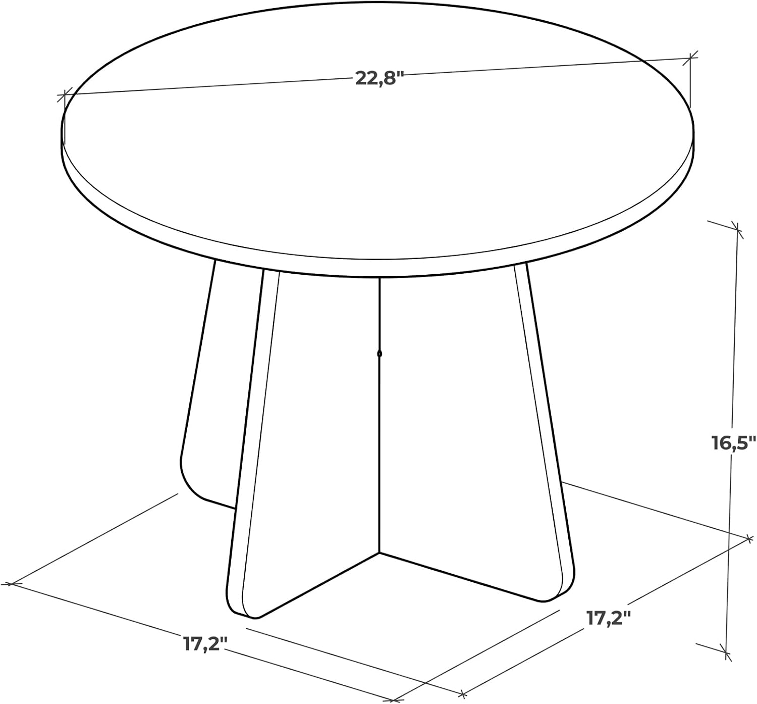 Travertine Efect 22.8 Inches Diameter Coffee Table Modern Side Table for Living Room Accent Table for Sofa or Bedroom (22.8x22.8x16.5 inches)