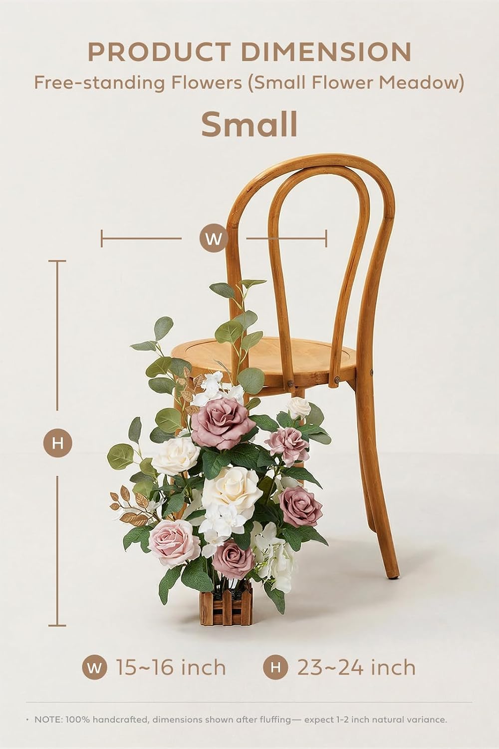 Ling's moment 17.5' Tall Standing Artificial Flowers Arrangements 4 pcs Wedding Aisle Runner Chair Decorations Dusty Rose Cream for Centerpieces Ceremony Reception Rose Floral Party Outdoor