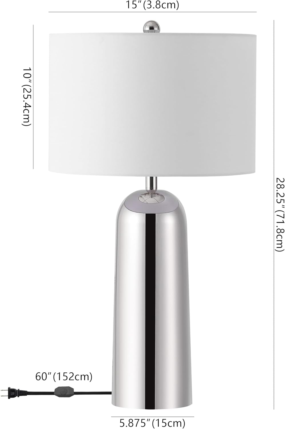 SAFAVIEH Couture Lighting Collection Chadric Silver/White 29-inch Table Lamp for Bedroom Living Room Home Office Desk Nightstand (LED Bulb Included)