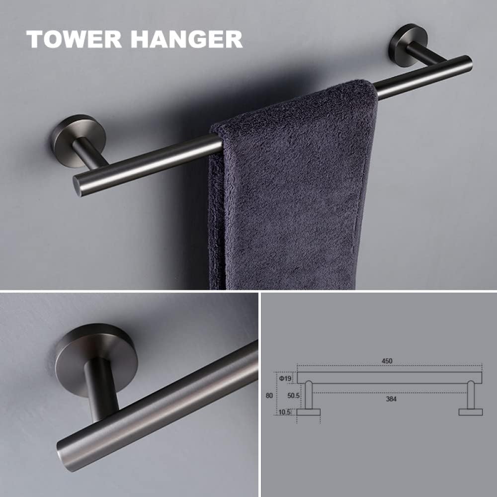 Bathroom Accessories Sets Matte Black Gunmetal Chrome Brushed Gold Robe Hook Towel Bar Paper Holder Stainless Steel,4,Piece Set Gun Gray