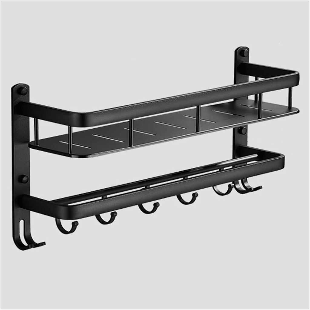 TOMYEUS Shower Caddy Bathroom Shelf Modern Floating Shelves，Wall Mounted Bathroom Wall Shelves with Towel Bar，Wall Storage Shelves Organizer for Kitchen, Bathroom Shower Organizer (Size : 40 cm Long)