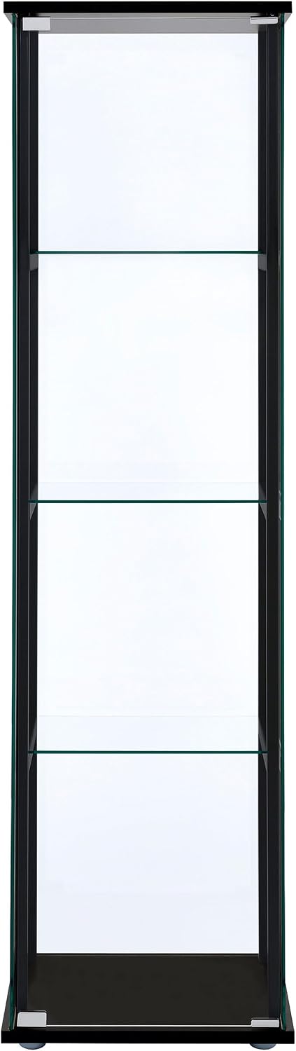 Coaster Home Furnishings Cyclamen 64-inch 5-Tier Clear Tempered Glass Curio Cabinet Display Case with Shelving Black 950171