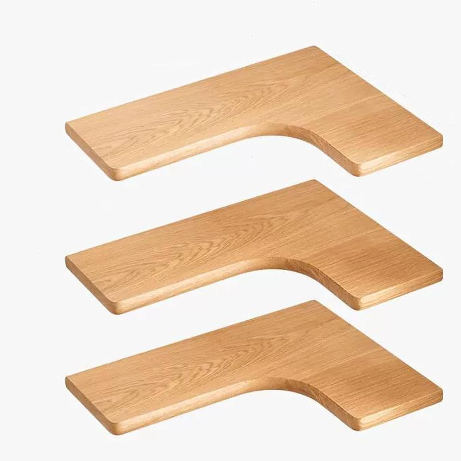 Set of 3 L-Shaped Solid Wood Floating Corner Shelves, Wall-Mounted Display Storage for Living Room, Bedroom, Office, Bathroom & Kitchen D茅cor.