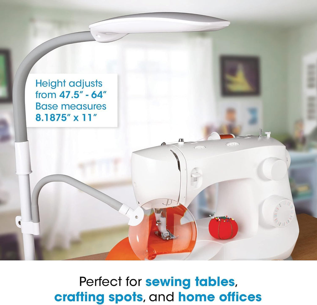 OttLite LED Floor Lamp with Optical Grade Magnifier - ClearSun LED Technology - 3 Brightness Settings, Adjustable Arm & Touch Sensitive Controls - Great for Sewing Table, Crafting, Home & Office