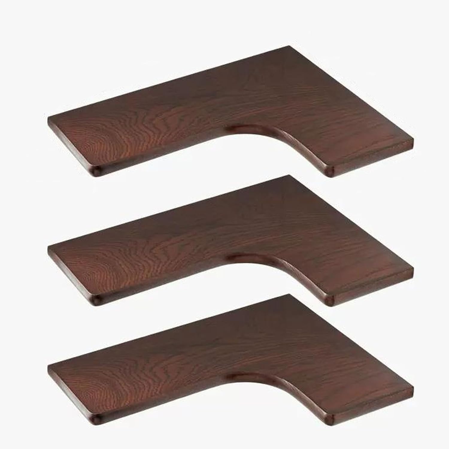 Wall Shelf Solid Wood Corner Floating Shelves Wall Mounted Set of 3, L Shape Wood Display Storage Wall Shelves Rack for Living Room, Bedroom, Office, Bathroom Kitchen & D(Walnut B-3pcs-One Size)