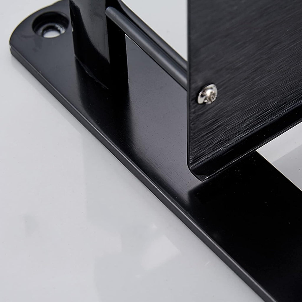 TOMYEUS Bathroom Shelf Floating Shelves Wall Mounted，Bathroom Shelf with Rail,with Towel Bar and Towel Hooks，Strong Black Metal Frame Bathroom Wall Shelves (Size : 60 cm Long)