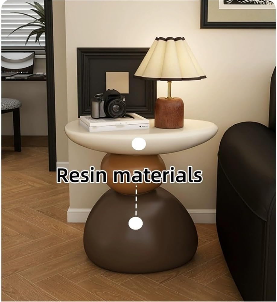 Modern Resin Bedside Table, Decorative Nightstand, Sofa Side Table, Modern Coffee Table, Suitable for Bedroom, Living Room, Balcony(White)