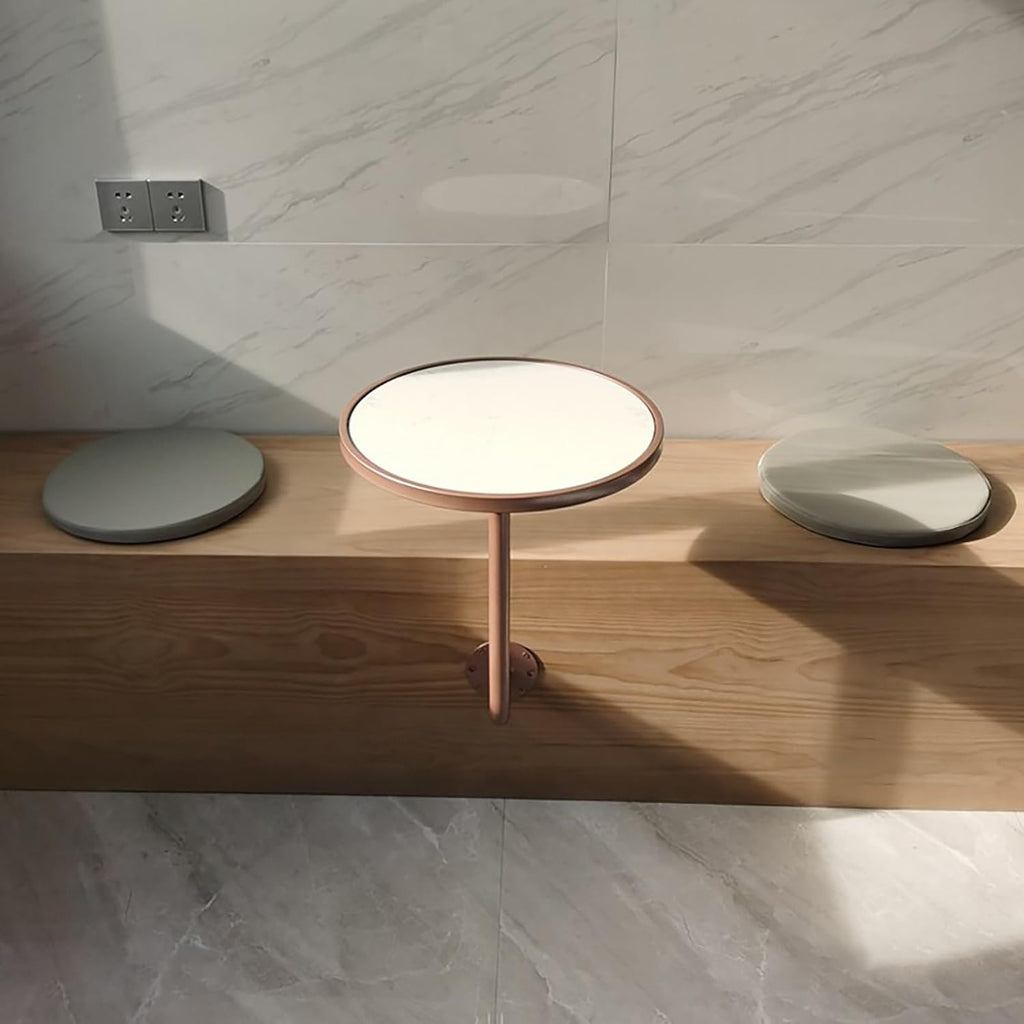 Light Luxury Wall-Mounted Side Table, Marble Cafe Bistro Table with Rose Gold Frame, Space-Saving Corner Desk for Coffee Shop, Living Room(White,40x45x20cm)