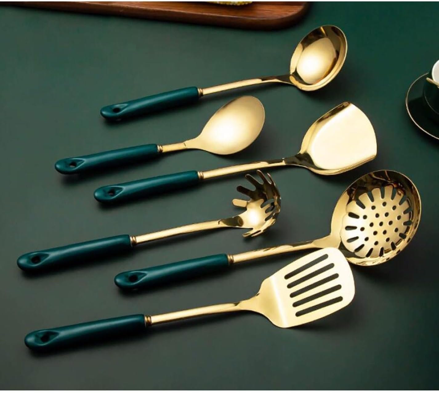 Cooking Utensils Sets Spoons for Cooking Spatulas Stainless Steel Cookware Dining Gadgets Spatulas Spoons 7 Pieces Kitchen Tools (Black)