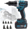 Cordless Brushless Rivet Gun, Cordless Rivet Tool, Pop Rivet Gun, Electric Rivet Gun, Automatic Manual Range Memory Mode Electric Assembly Nutsert Gun for M3 M4 M5 M6 M8 M10 M12 Rivet Nuts,5200mah*2