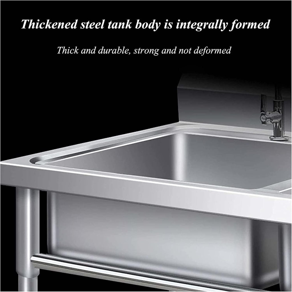 1 Compartment Single Bowl Sink of Stainless Steel Commercial Utility Basin with Faucet, Free Standing Utility Sink for Bar, Restaurant, Kitchen, Hotel and Home