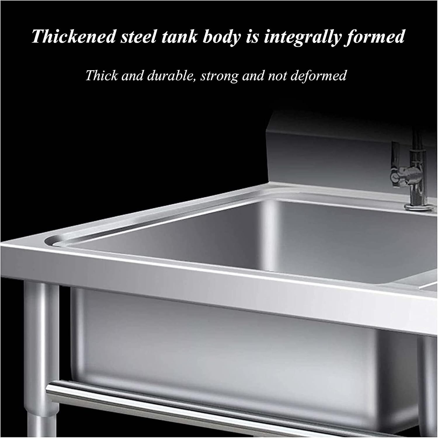 1 Compartment Single Bowl Sink of Stainless Steel Commercial Utility Basin with Faucet, Free Standing Utility Sink for Bar, Restaurant, Kitchen, Hotel and Home