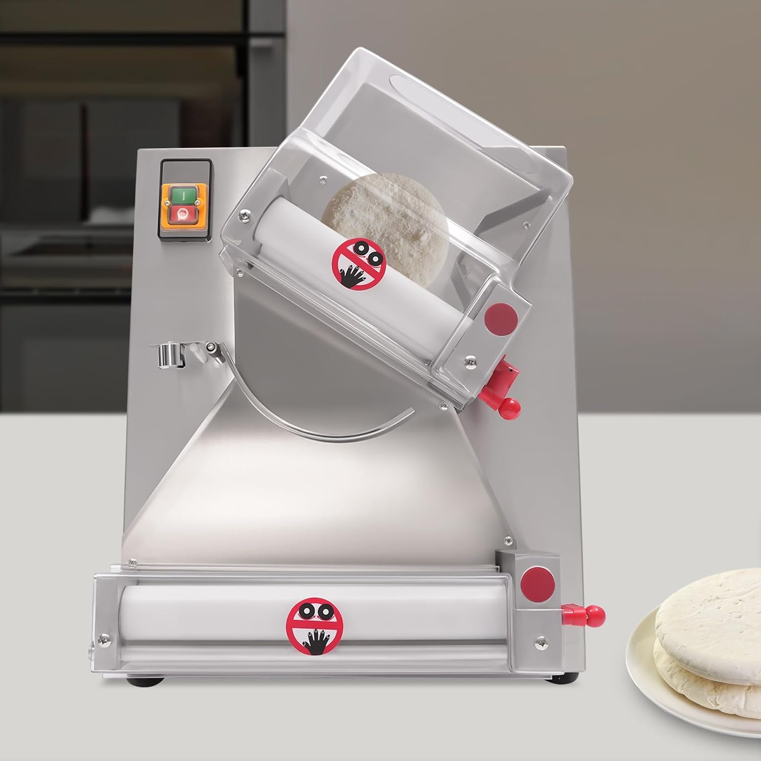 Electric Pizza Dough Roller Sheeter Machine, Automatic Commercial Pizza Press Making Machine 370W 110V Stainless Steel Pasta Maker Machine For Bakeries Pizzerias, Restaurants Kitchens (4-12in)
