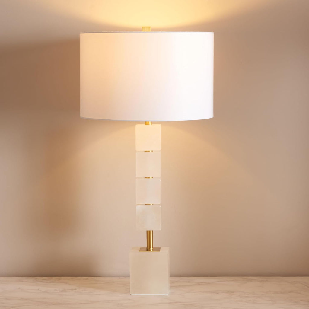 SAFAVIEH Couture Lighting Collection Johnny Alabaster/Gold 30-inch Bedroom Living Room Home Office Desk Nightstand Table Lamp (LED Bulb Included)