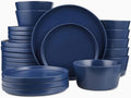 Food Plate Set Stoneware 24-Piece Round Dinnerware Ceramic Dishes to Eat Plates Dinner Sets Dish Tableware Bar