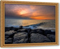 ArtDirect New Jersey-Cape May National Seashore Sunset on ocean and rocks 34x28 XL Gold Ornate Wood Framed Canvas Giclee Art by Jaynes Gallery