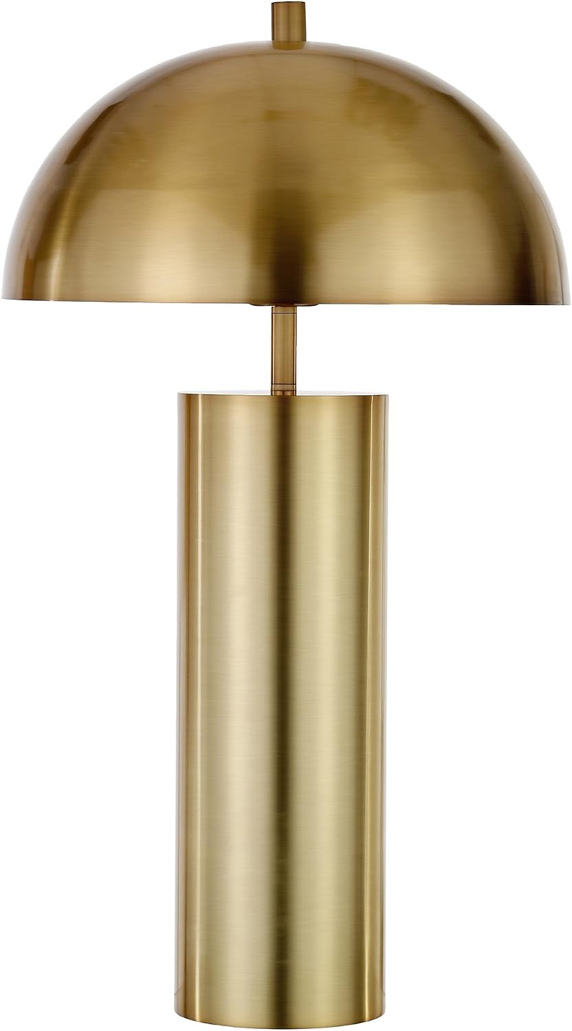 Henn&Hart 27' Mid-Century Modern 1-Light Table Lamp with Gold Metal Dome Shade for Living Room, Bedroom, or Office, Gold