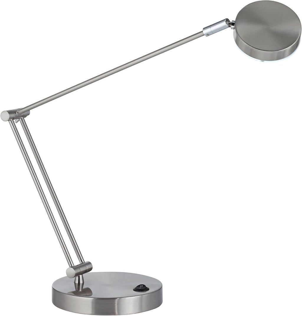 360 Lighting Jarrett 19' High Small Modern Desk Lamps Set of 2 Adjustable LED Silver Satin Nickel Finish Metal Shade Home Office Living Room Bedroom Bedside Nightstand House Reading Kitchen