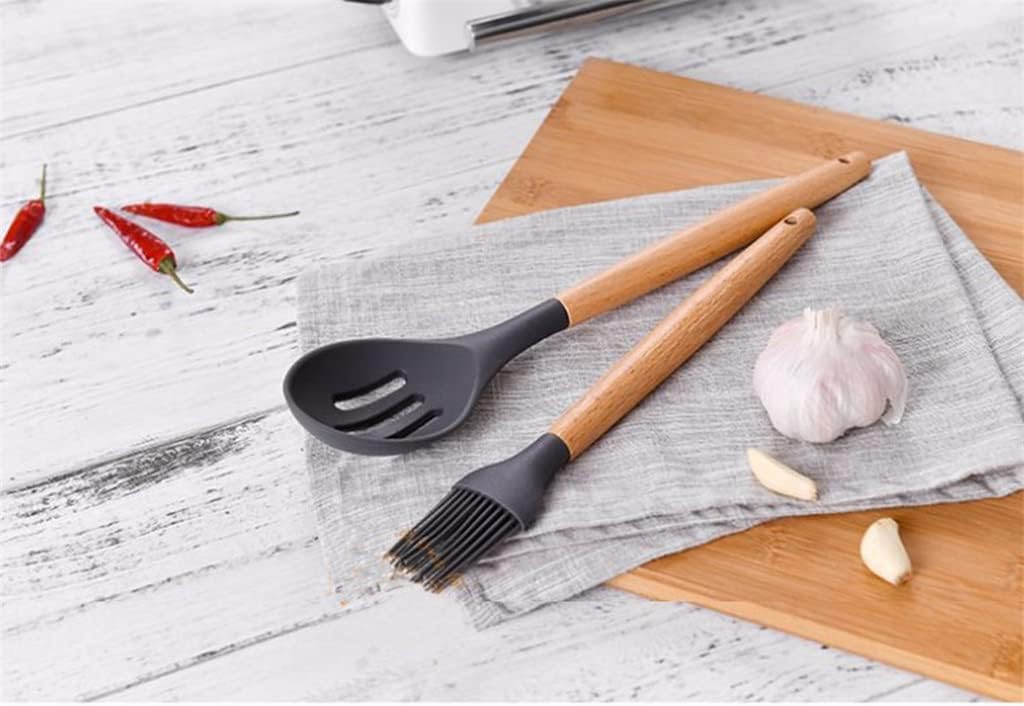 Cooking Utensil Set Wooden Handle Spatula Soup Spoon Colander Non-stick Cookware Kitchen Tools