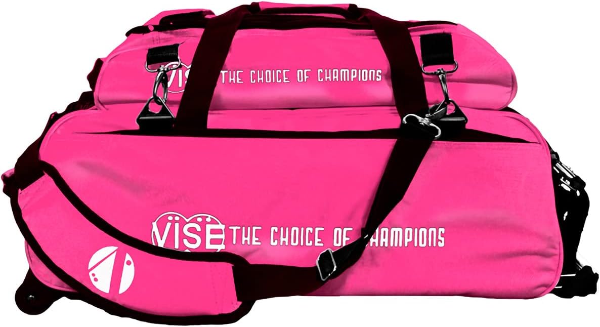 Vise Three Ball Tote Roller Bowling Bag with Shoe Pouch Pink