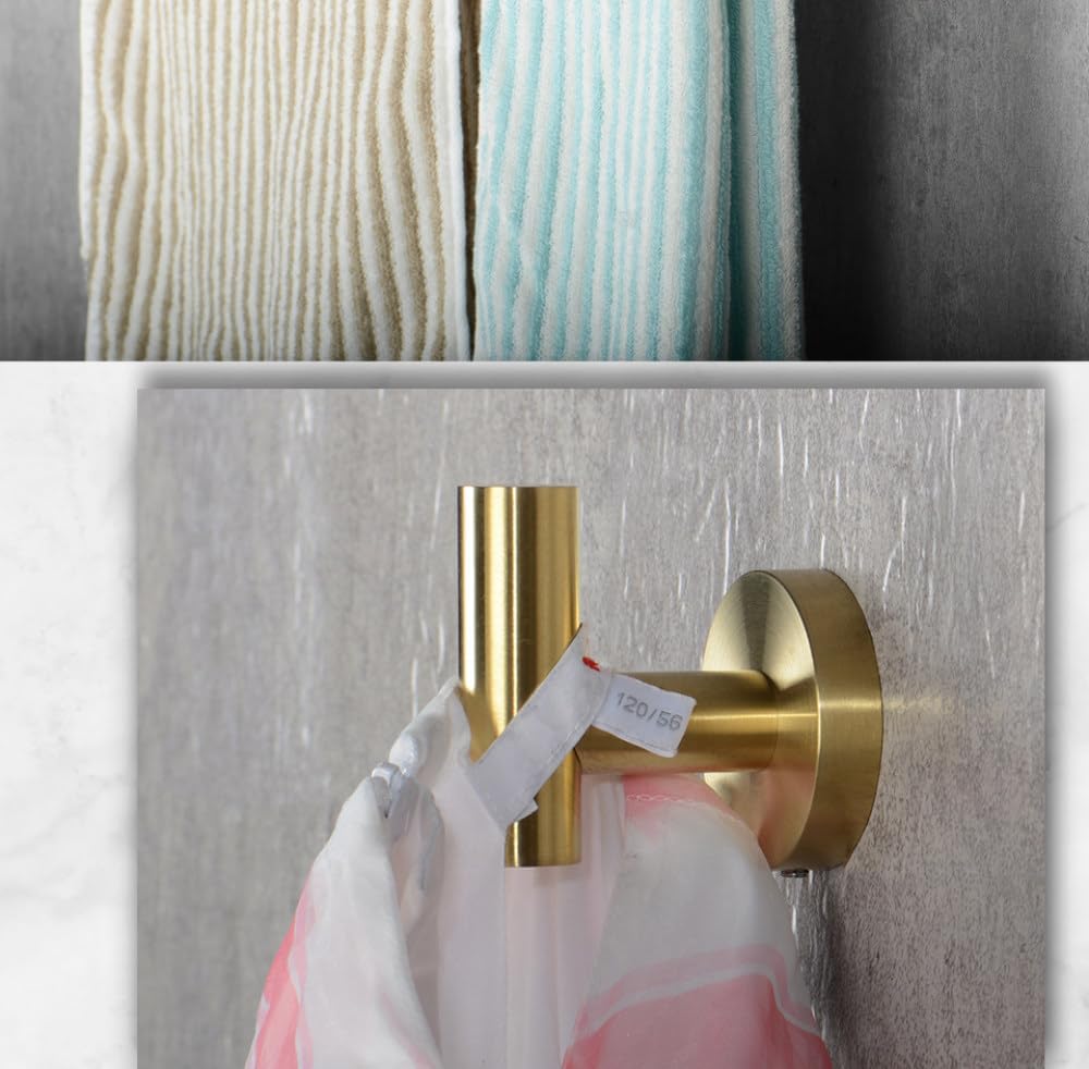 Brush Gold Bathroom Hardware Accessories Set Towel Bar Paper Holder Towel Ring Robe Hook Round Classic Bathroom Fittings,3 Piece kit 30cm