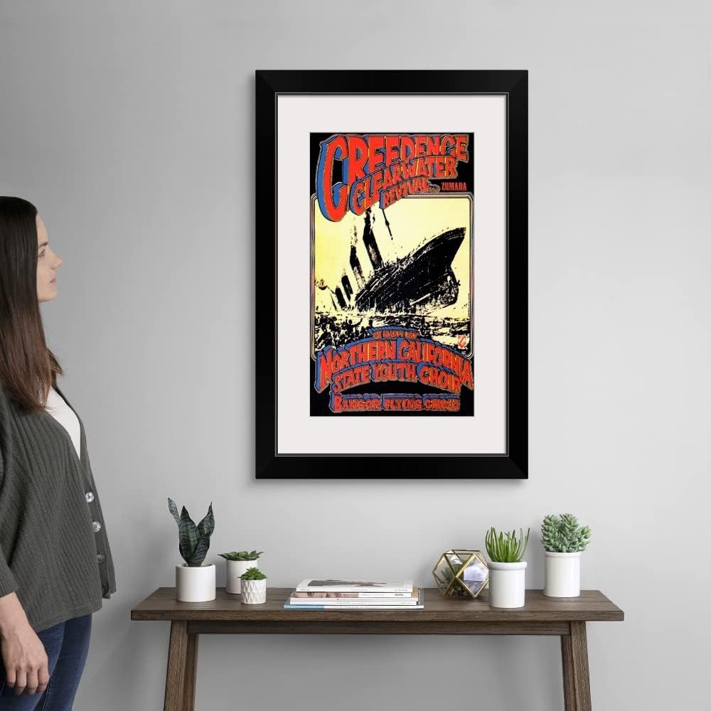 GREATBIGCANVAS Creedence Clearwater Revival Poster Black Framed Wall Art Print, Classic Rock Artwork