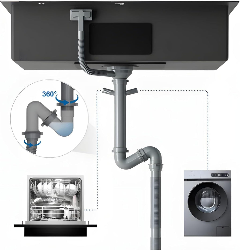 Stainless Steel Kitchen Sink Black, Topmount/Undermount Single Bowl Farmhouse Workstation Sink with Drainer and Full Fittings Accessories, One Bowl Sinks for Kitchens 75 * 45cm
