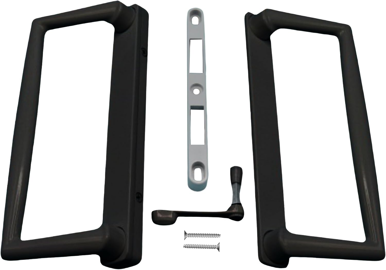 Sliding Glass Patio Door Handle Set 4-7/8' Hole Spacing, 9' Bronze Surface Mount PGT Replacement with Thumb Latch, Screws and Keepers